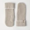 Cashmere rib knit mittens with monili