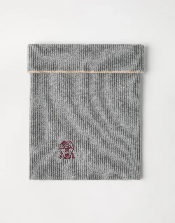 Cashmere rib knit neck warmer