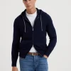 Cashmere sweatshirt-style cardigan with hood