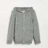 Cashmere sweatshirt-style cardigan with hood