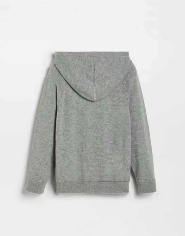 Cashmere sweatshirt-style cardigan with hood