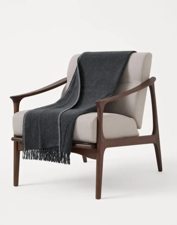 Cashmere travel throw with selvedge and fringe