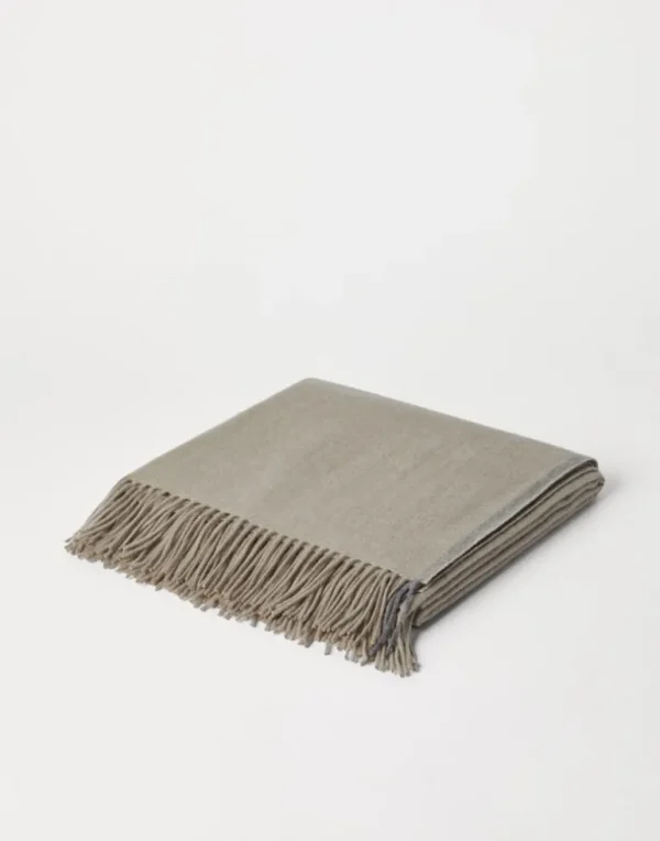 Cashmere travel throw with selvedge and fringe