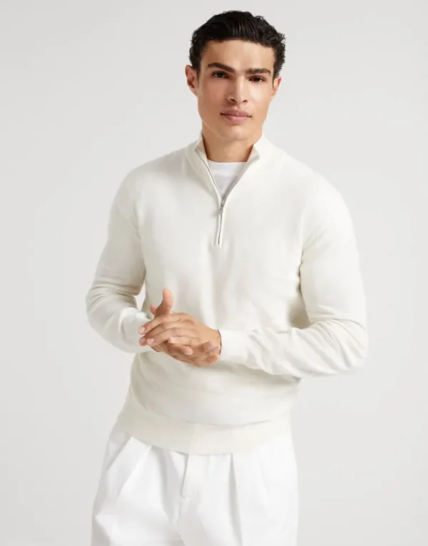 Cashmere turtleneck sweater with half zip