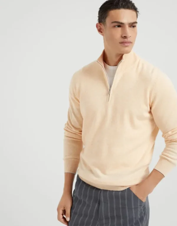 Cashmere turtleneck sweater with half zip