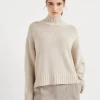 Cashmere turtleneck sweater with precious half zip