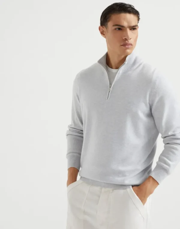 Cashmere turtleneck sweater with half zip