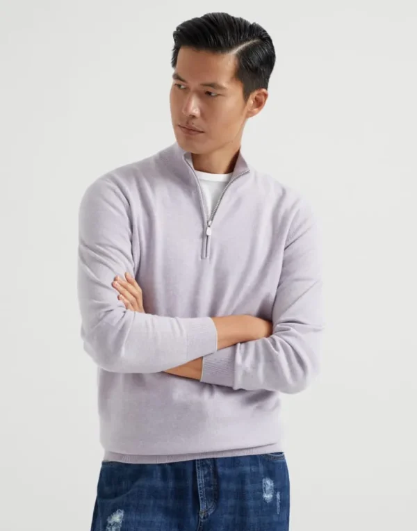 Cashmere turtleneck sweater with half zip