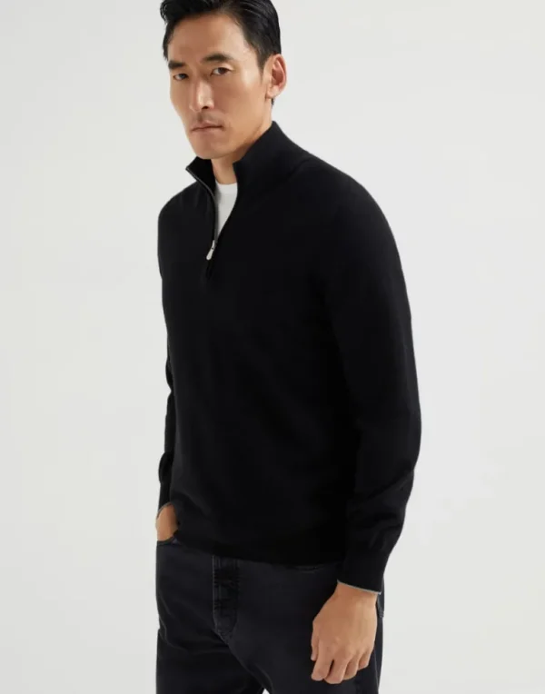 Cashmere turtleneck sweater with half zip