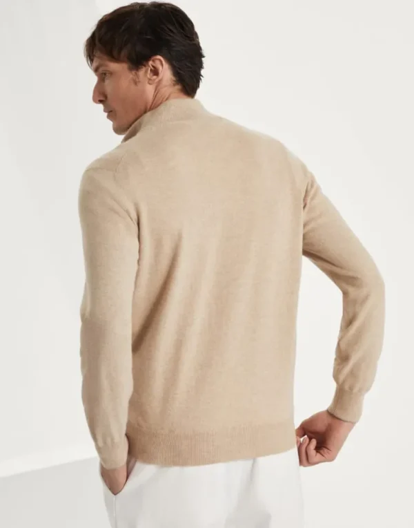 Cashmere turtleneck sweater with half zip