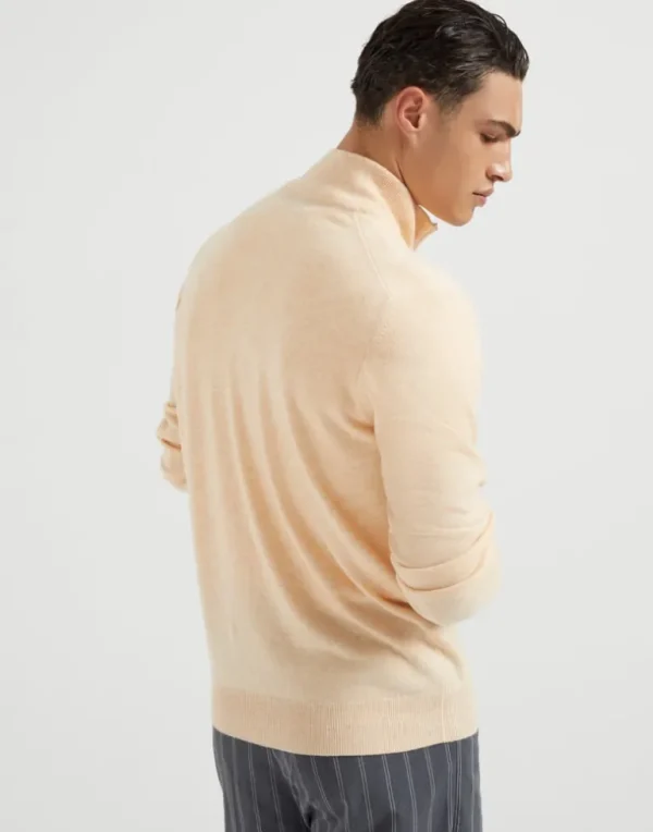 Cashmere turtleneck sweater with half zip