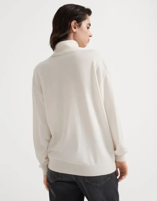 Cashmere turtleneck sweater with monili