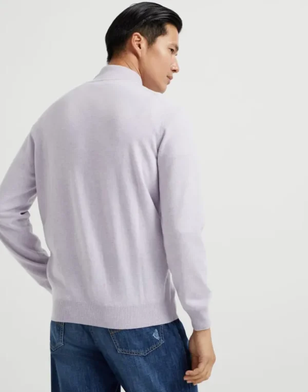 Cashmere turtleneck sweater with half zip