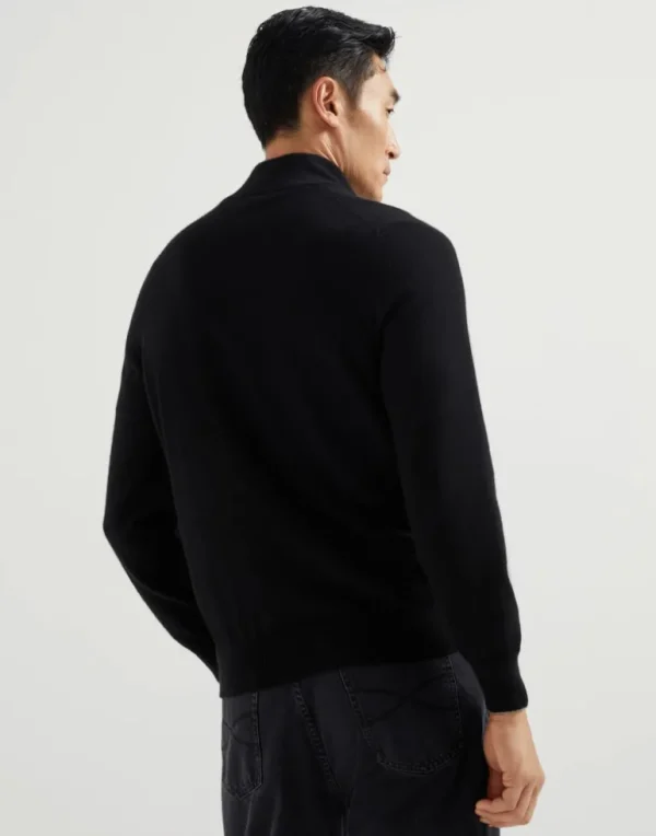 Cashmere turtleneck sweater with half zip