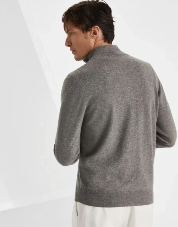 Cashmere turtleneck sweater with half zip