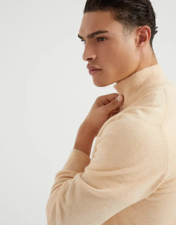 Cashmere turtleneck sweater with half zip