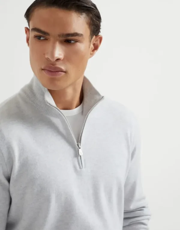 Cashmere turtleneck sweater with half zip