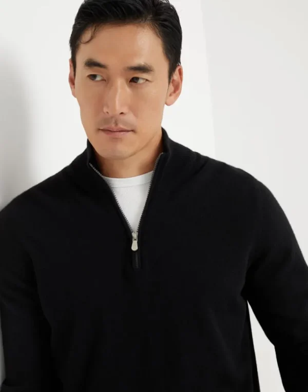 Cashmere turtleneck sweater with half zip