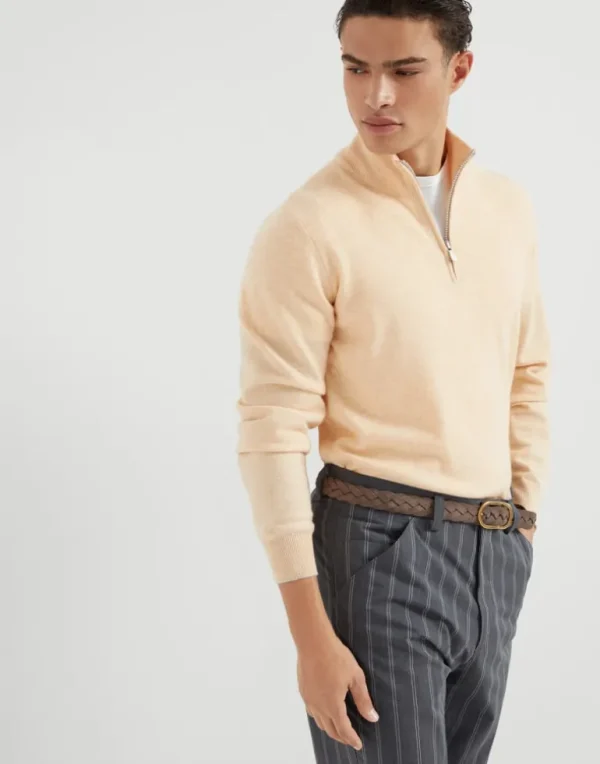 Cashmere turtleneck sweater with half zip