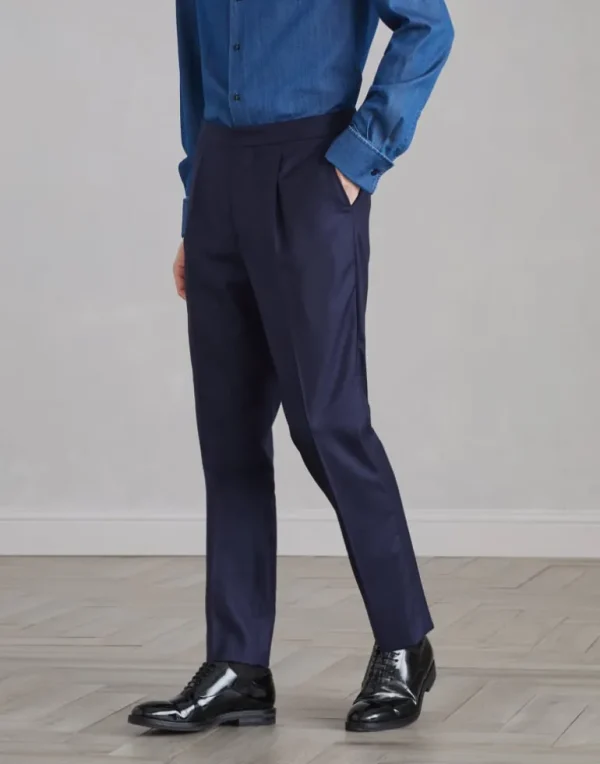 Cashmere tuxedo trousers with pleat