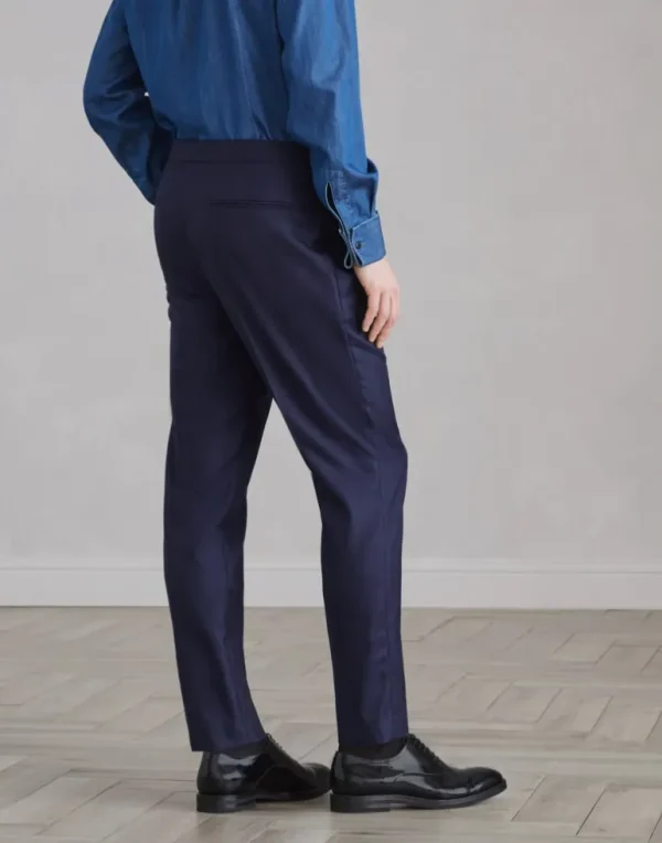 Cashmere tuxedo trousers with pleat