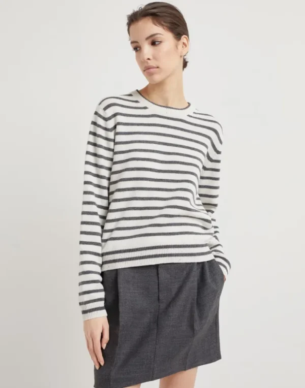 Cashmere, virgin wool and silk Sparkling & Dazzling striped sweater