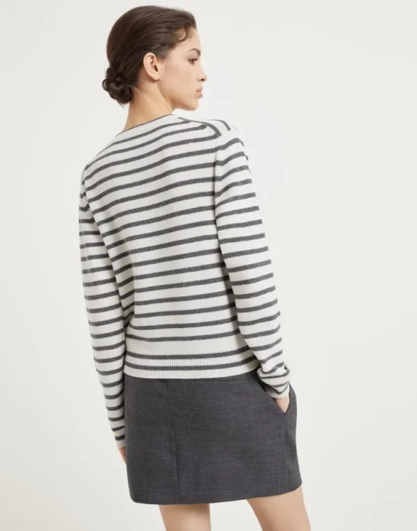 Cashmere, virgin wool and silk Sparkling & Dazzling striped sweater