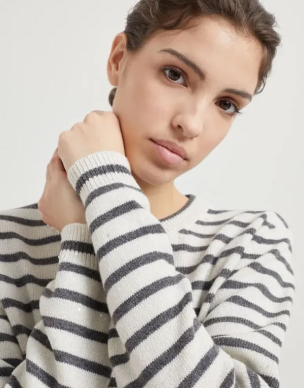 Cashmere, virgin wool and silk Sparkling & Dazzling striped sweater