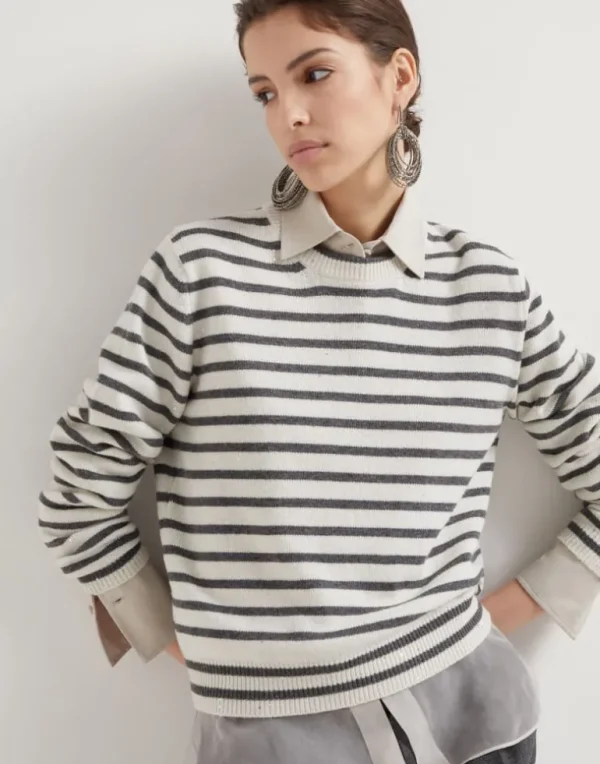 Cashmere, virgin wool and silk Sparkling & Dazzling striped sweater