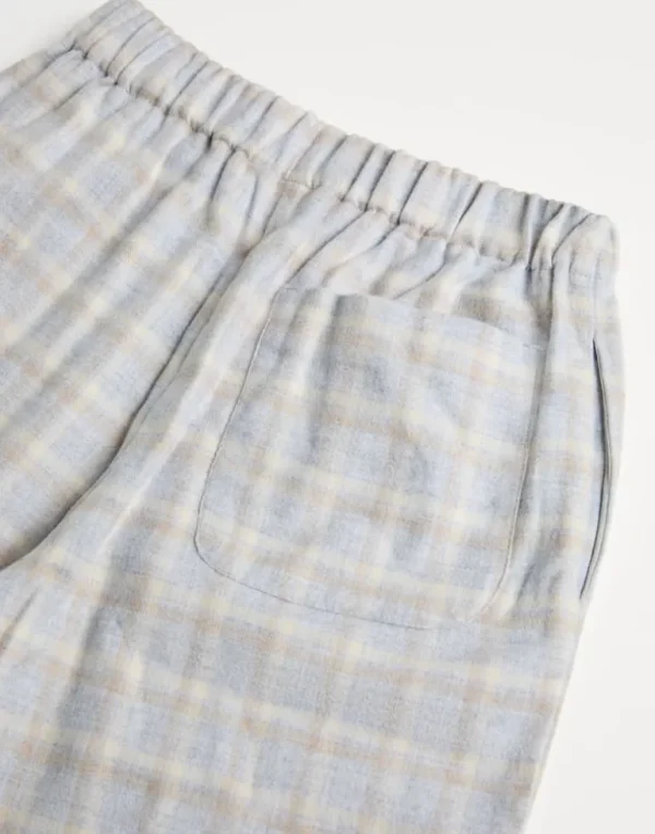 Checked cotton flannel pajama trousers