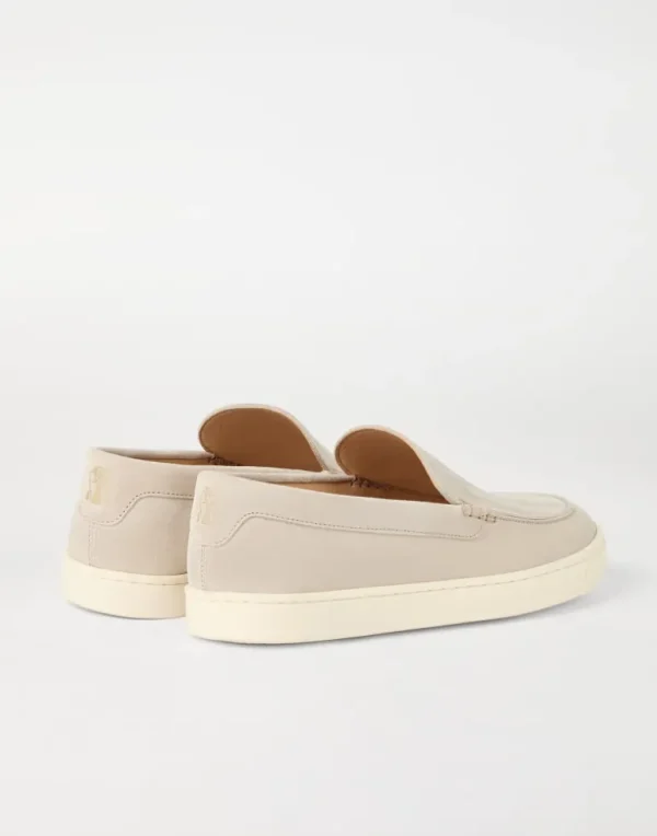 Chevron-effect suede loafers