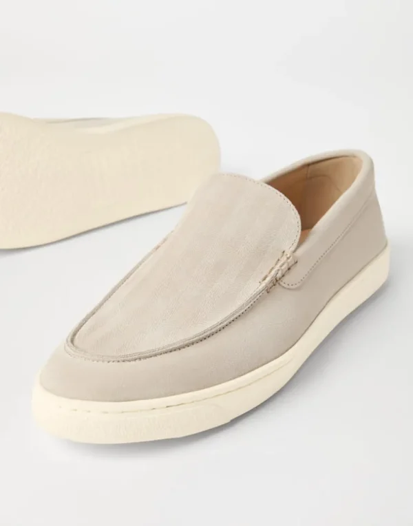 Chevron-effect suede loafers