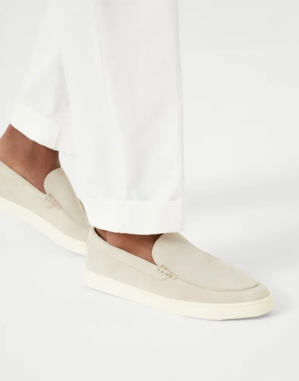 Chevron-effect suede loafers