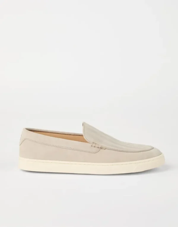 Chevron-effect suede loafers