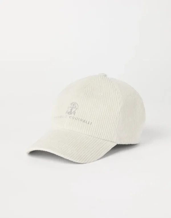 Comfort cotton and cashmere corduroy baseball cap with embroidered logo