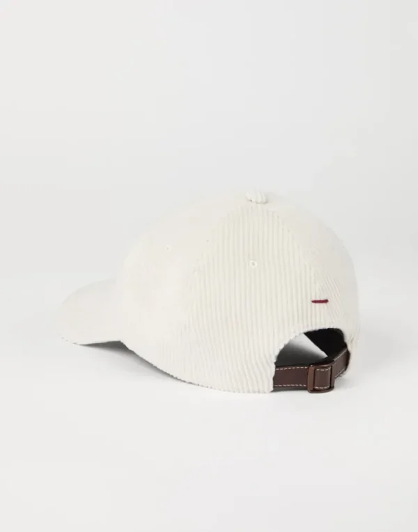 Comfort cotton and cashmere corduroy baseball cap with embroidered logo