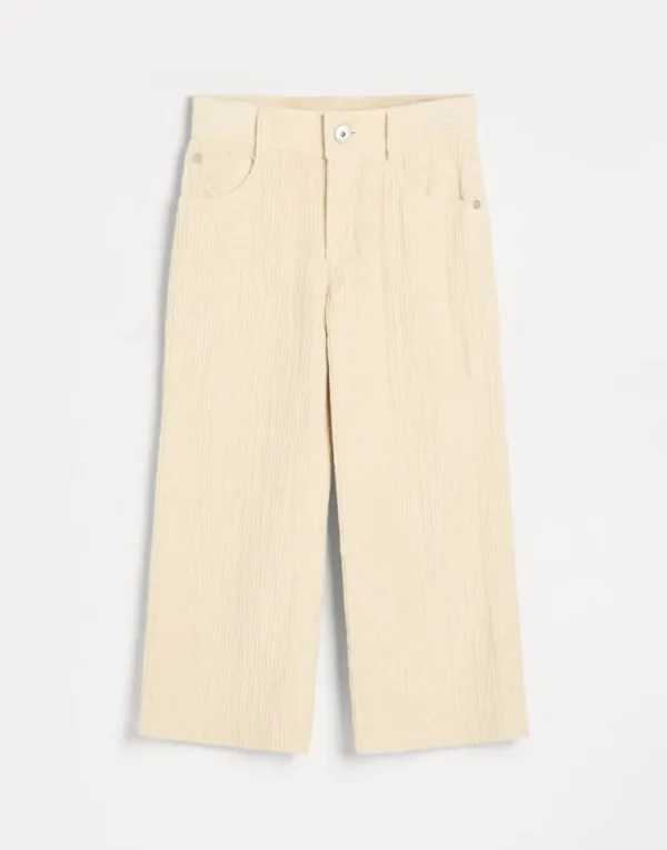 Comfort cotton corduroy A-line trousers with monili