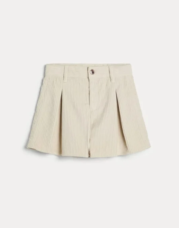 Comfort cotton corduroy pleated shorts with monili