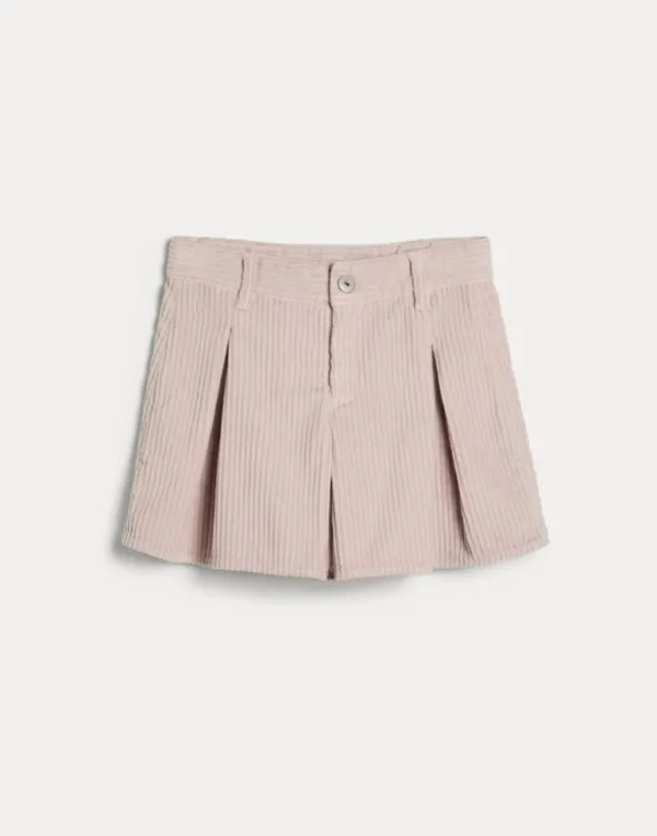 Comfort cotton corduroy pleated shorts with monili