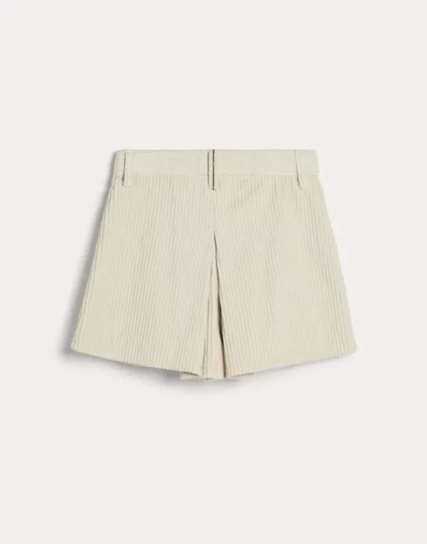 Comfort cotton corduroy pleated shorts with monili