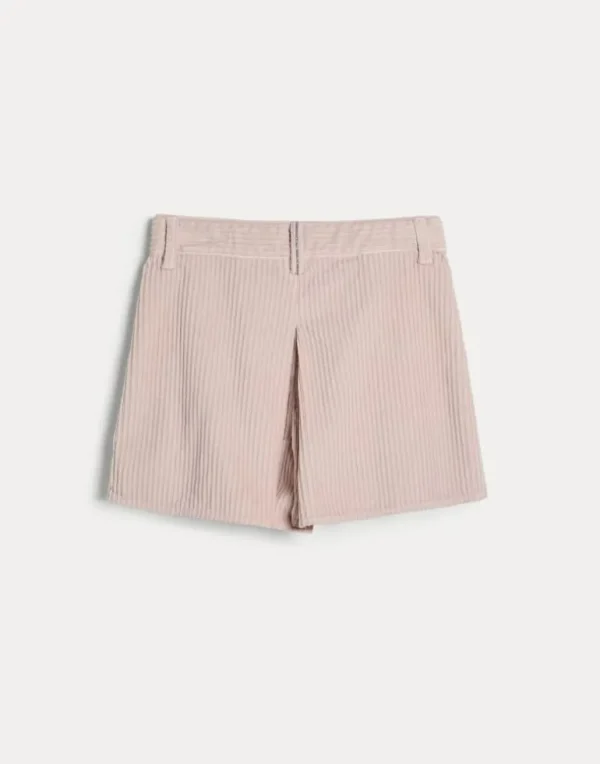 Comfort cotton corduroy pleated shorts with monili