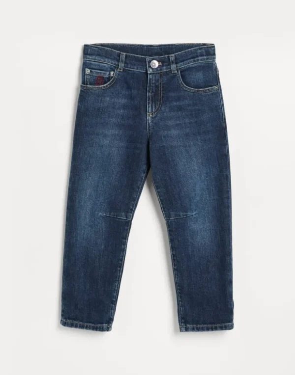 Comfort cotton denim five-pocket trousers