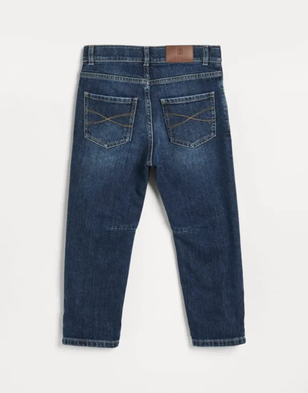 Comfort cotton denim five-pocket trousers