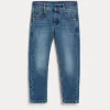 Comfort cotton denim slim fit trousers