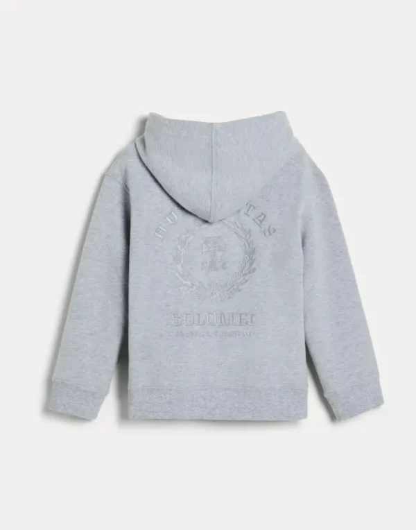 Comfort cotton French terry hooded sweatshirt with print and zipper