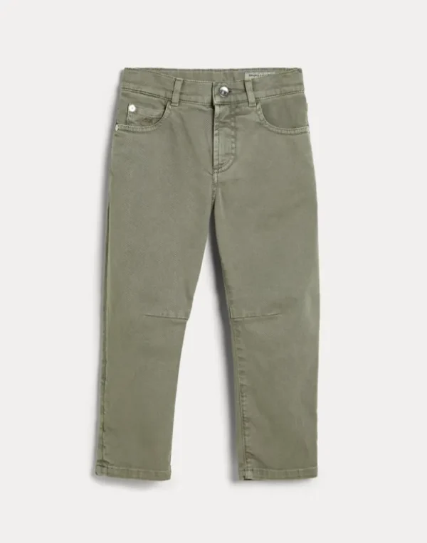 Comfort dyed lightweight denim five-pocket trousers