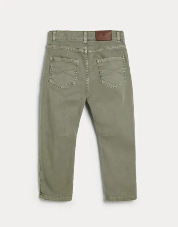 Comfort dyed lightweight denim five-pocket trousers