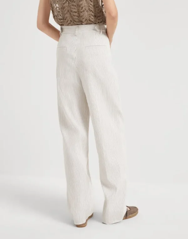 Comfort linen and cotton chalk stripe twill sartorial relaxed trousers