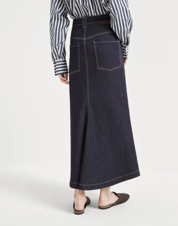 Comfort no-fade denim skirt with monili