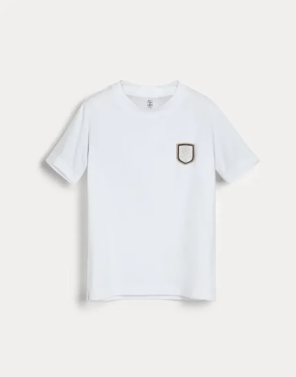 Comfort nylon crew neck T-shirt with tennis badge